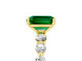 Yellow gold Emerald Cut Solitaire Emerald Ring with Pave Band and Four-Prong Setting_5