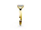 Yellow gold Emerald Cut Solitaire Engagement Ring with Flat Band and Four-Prong Setting 2