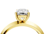Yellow gold Emerald Cut Solitaire Engagement Ring with Flat Band and Four-Prong Setting 4