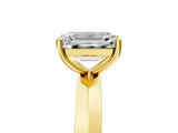 Yellow gold Emerald Cut Solitaire Engagement Ring with Flat Band and Four-Prong Setting 5