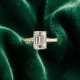 Yellow gold Emerald Cut Solitaire Engagement Ring with Four-Prong Setting and Classic Band_61