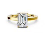 Yellow gold Emerald Cut Solitaire Engagement Ring with Four-Prong Setting on a Classic Band_44