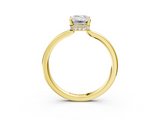 Yellow gold Emerald Cut Solitaire Engagement Ring with Four-Prong Setting on a Classic Band_47