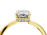Yellow gold Emerald Cut Solitaire Engagement Ring with Four-Prong Setting on a Classic Band_48