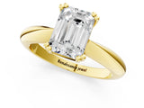 Yellow gold Emerald Cut Solitaire Engagement Ring with Tapered Band and Four-Prong Setting 1