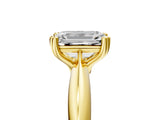 Yellow gold Emerald Cut Solitaire Engagement Ring with Tapered Band and Four-Prong Setting 5