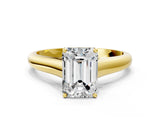 Yellow gold Emerald Cut Solitaire Engagement Ring with Tapered Band and Four-Prong Setting_3