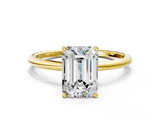 Yellow gold Emerald Cut Solitaire Engagement Ring with Thin Band and Four-Prong Setting_3