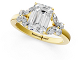 Yellow gold Emerald Cut Solitaire Floral Diamond Ring with Four-Prong Setting_51