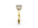 Yellow gold Emerald Cut Solitaire Floral Diamond Ring with Four-Prong Setting_52
