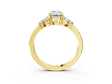 Yellow gold Emerald Cut Solitaire Floral Diamond Ring with Four-Prong Setting_53