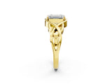 Yellow gold Emerald Cut Solitaire Intertwined Band Prong Setting Ring_12