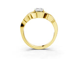 Yellow gold Emerald Cut Solitaire Intertwined Band Prong Setting Ring_13