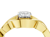 Yellow gold Emerald Cut Solitaire Intertwined Band Prong Setting Ring_14