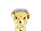 Yellow gold Emerald Cut Solitaire Intertwined Band Prong Setting Ring_15