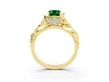 Yellow gold Emerald Cut Solitaire Leaf-Inspired Engagement Ring with Prong Setting_3