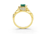 Yellow gold Emerald Cut Solitaire Leaf-Inspired Engagement Ring with Prong Setting_3