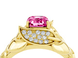 Yellow gold Emerald Cut Solitaire Leaf-Inspired Engagement Ring with Prong Setting_4