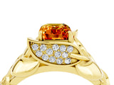 Yellow gold Emerald Cut Solitaire Leaf-Inspired Engagement Ring with Prong Setting_4