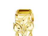Yellow gold Emerald Cut Solitaire Leaf-Inspired Engagement Ring with Prong Setting_5