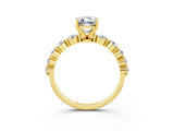 Yellow gold Emerald Cut Solitaire Moissanite Ring with Pave Band and Four-Prong Setting_3
