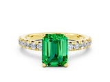 Yellow gold Emerald Cut Solitaire Pave Diamond Engagement Ring with Four-Prong Setting_12