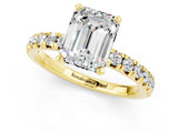 Yellow gold Emerald Cut Solitaire Pave Diamond Engagement Ring with Four-Prong Setting_13
