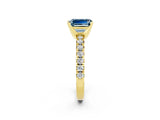 Yellow gold Emerald Cut Solitaire Pave Diamond Engagement Ring with Four-Prong Setting_14