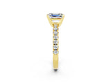 Yellow gold Emerald Cut Solitaire Pave Diamond Engagement Ring with Four-Prong Setting_14