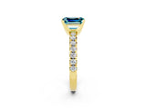 Yellow gold Emerald Cut Solitaire Pave Diamond Engagement Ring with Four-Prong Setting_14