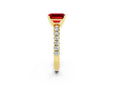 Yellow gold Emerald Cut Solitaire Pave Diamond Engagement Ring with Four-Prong Setting_14