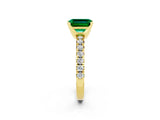 Yellow gold Emerald Cut Solitaire Pave Diamond Engagement Ring with Four-Prong Setting_14