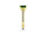 Yellow gold Emerald Cut Solitaire Pave Diamond Engagement Ring with Four-Prong Setting_14