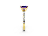 Yellow gold Emerald Cut Solitaire Pave Diamond Engagement Ring with Four-Prong Setting_14