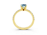 Yellow gold Emerald Cut Solitaire Pave Diamond Engagement Ring with Four-Prong Setting_15