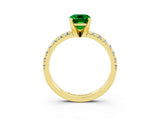 Yellow gold Emerald Cut Solitaire Pave Diamond Engagement Ring with Four-Prong Setting_15