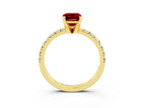 Yellow gold Emerald Cut Solitaire Pave Diamond Engagement Ring with Four-Prong Setting_15