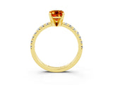 Yellow gold Emerald Cut Solitaire Pave Diamond Engagement Ring with Four-Prong Setting_15