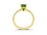 Yellow gold Emerald Cut Solitaire Pave Diamond Engagement Ring with Four-Prong Setting_15