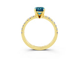 Yellow gold Emerald Cut Solitaire Pave Diamond Engagement Ring with Four-Prong Setting_15