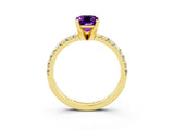 Yellow gold Emerald Cut Solitaire Pave Diamond Engagement Ring with Four-Prong Setting_15