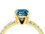 Yellow gold Emerald Cut Solitaire Pave Diamond Engagement Ring with Four-Prong Setting_16