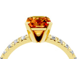 Yellow gold Emerald Cut Solitaire Pave Diamond Engagement Ring with Four-Prong Setting_16