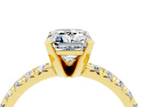 Yellow gold Emerald Cut Solitaire Pave Diamond Engagement Ring with Four-Prong Setting_16