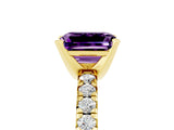 Yellow gold Emerald Cut Solitaire Pave Diamond Engagement Ring with Four-Prong Setting_17