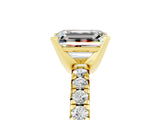 Yellow gold Emerald Cut Solitaire Pave Diamond Engagement Ring with Four-Prong Setting_17