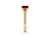 Yellow gold Emerald Cut Solitaire Pave Diamond Engagement Ring with Four-Prong Setting_2