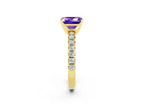 Yellow gold Emerald Cut Solitaire Pave Diamond Engagement Ring with Four-Prong Setting_2