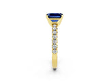 Yellow gold Emerald Cut Solitaire Pave Diamond Engagement Ring with Four-Prong Setting_2