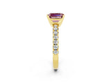 Yellow gold Emerald Cut Solitaire Pave Diamond Engagement Ring with Four-Prong Setting_2